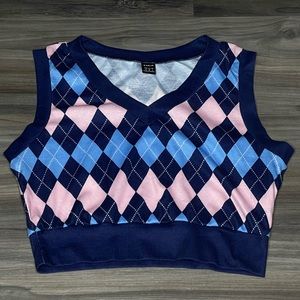 Plaid SHEIN Cropped V Neck Tank Top